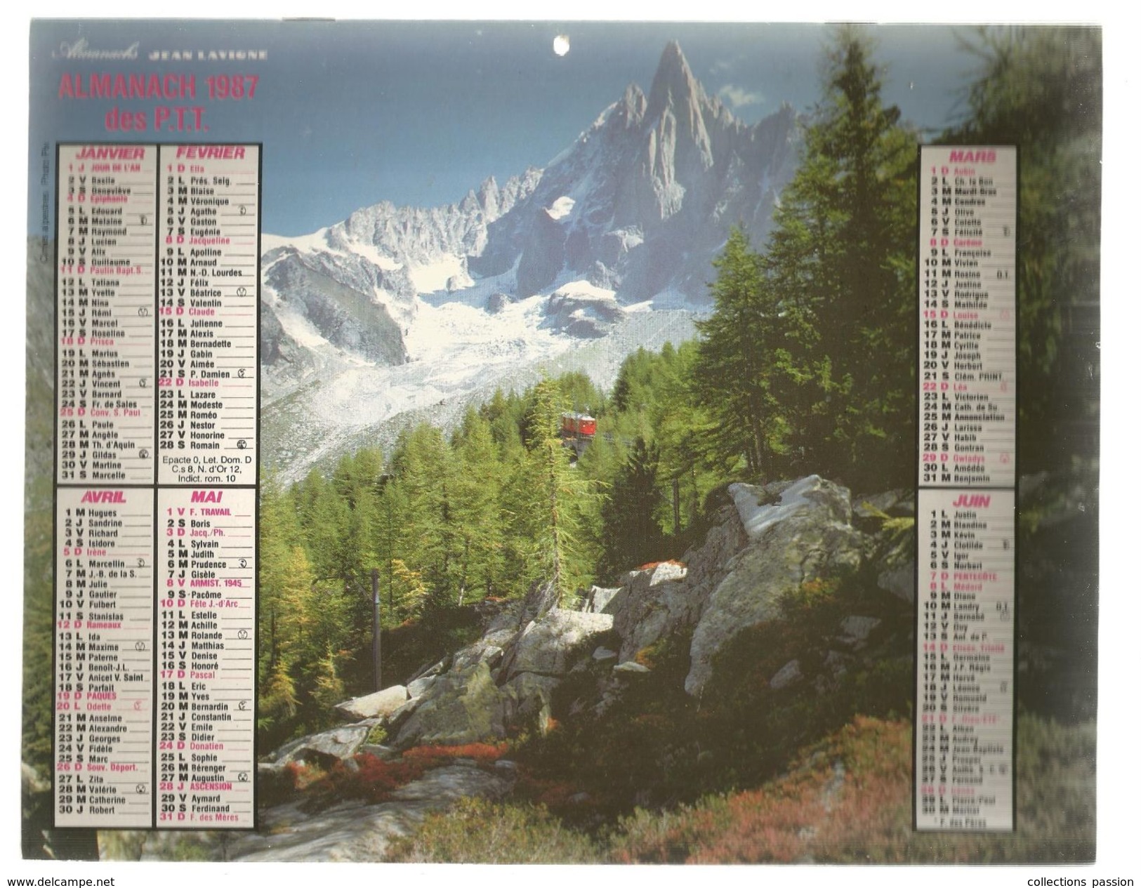 Calendrier Grand Format 16 Pages , ALMANACH 1987 DES P.T.T.  ,4 Scans , Frais Fr : 2.70 Euros - Big : 1981-90