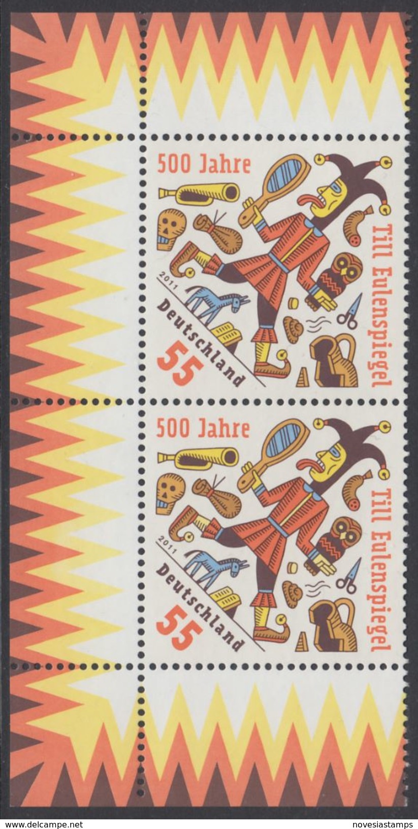 !a! GERMANY 2011 Mi. 2880 MNH Vert.PAIR From Upper & Lower Left Corners -Till Eulenspiegel - Ungebraucht