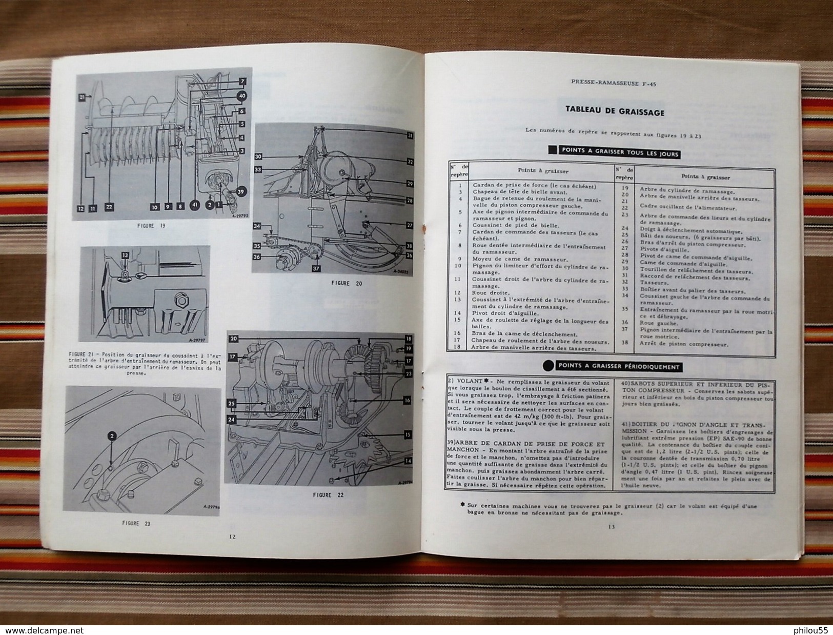 75 PARIS 19e  INTERNATIONAL HARVESTER  MC CORMICK Livret d entretien PRESSE RAMASSEUSE F45 1955