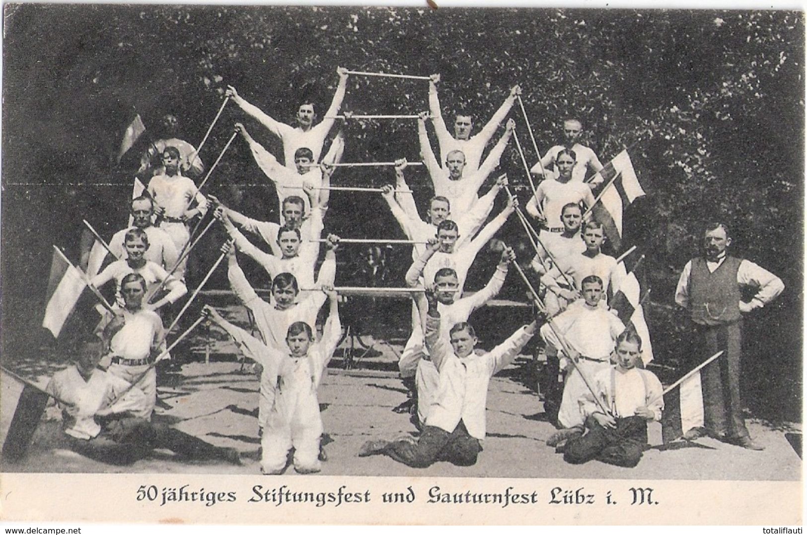 LÜBZ In Mecklenburg 50 Jahre Stiftungs + Gau Turnfest Turner Gruppe 15.6.1918 Gelaufen - Lübz