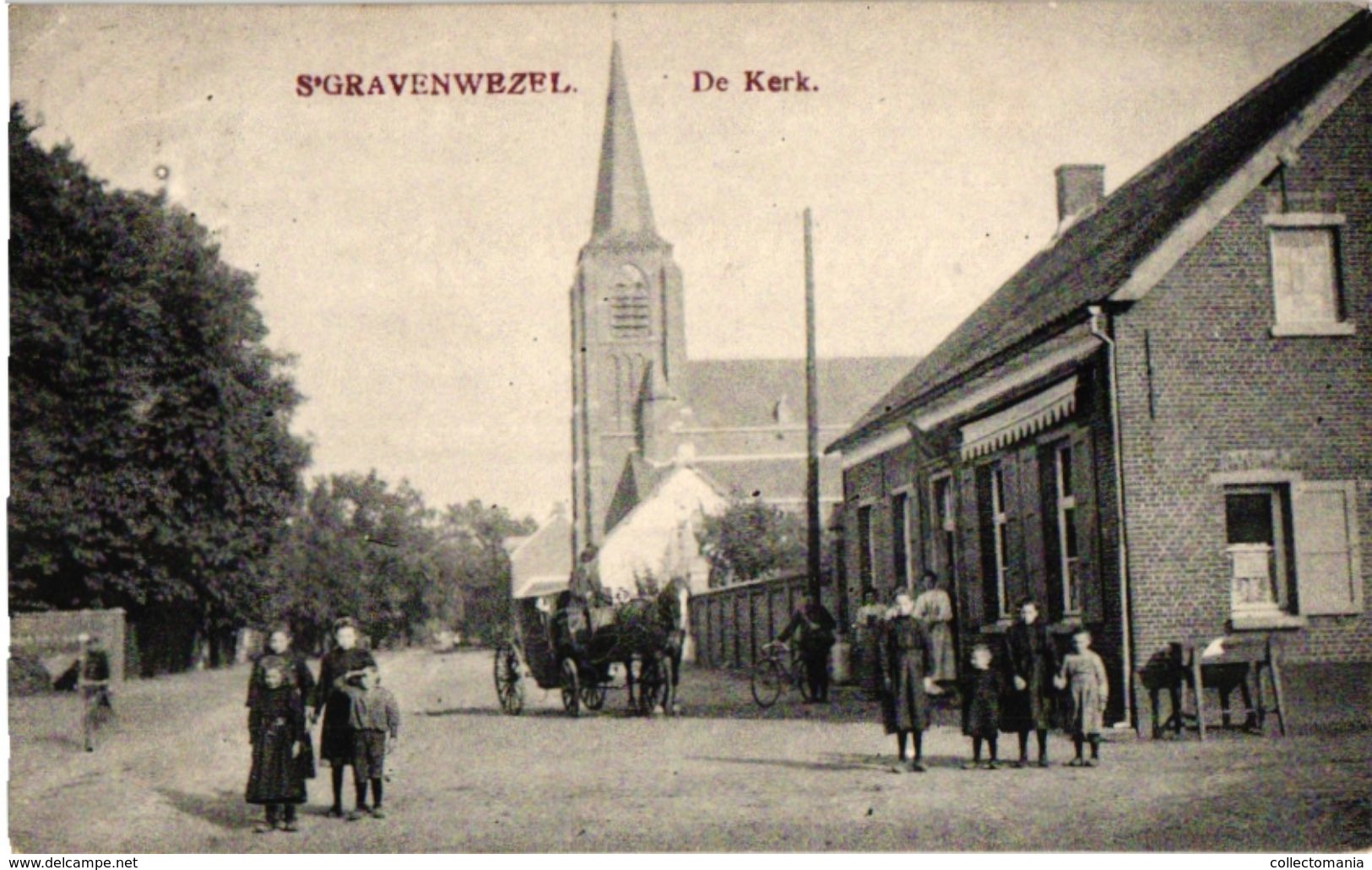 1 CP S'Gravewezel  S'Gravenwezel  Kerk  Koets  Postbode  Anno 1909 - Autres & Non Classés