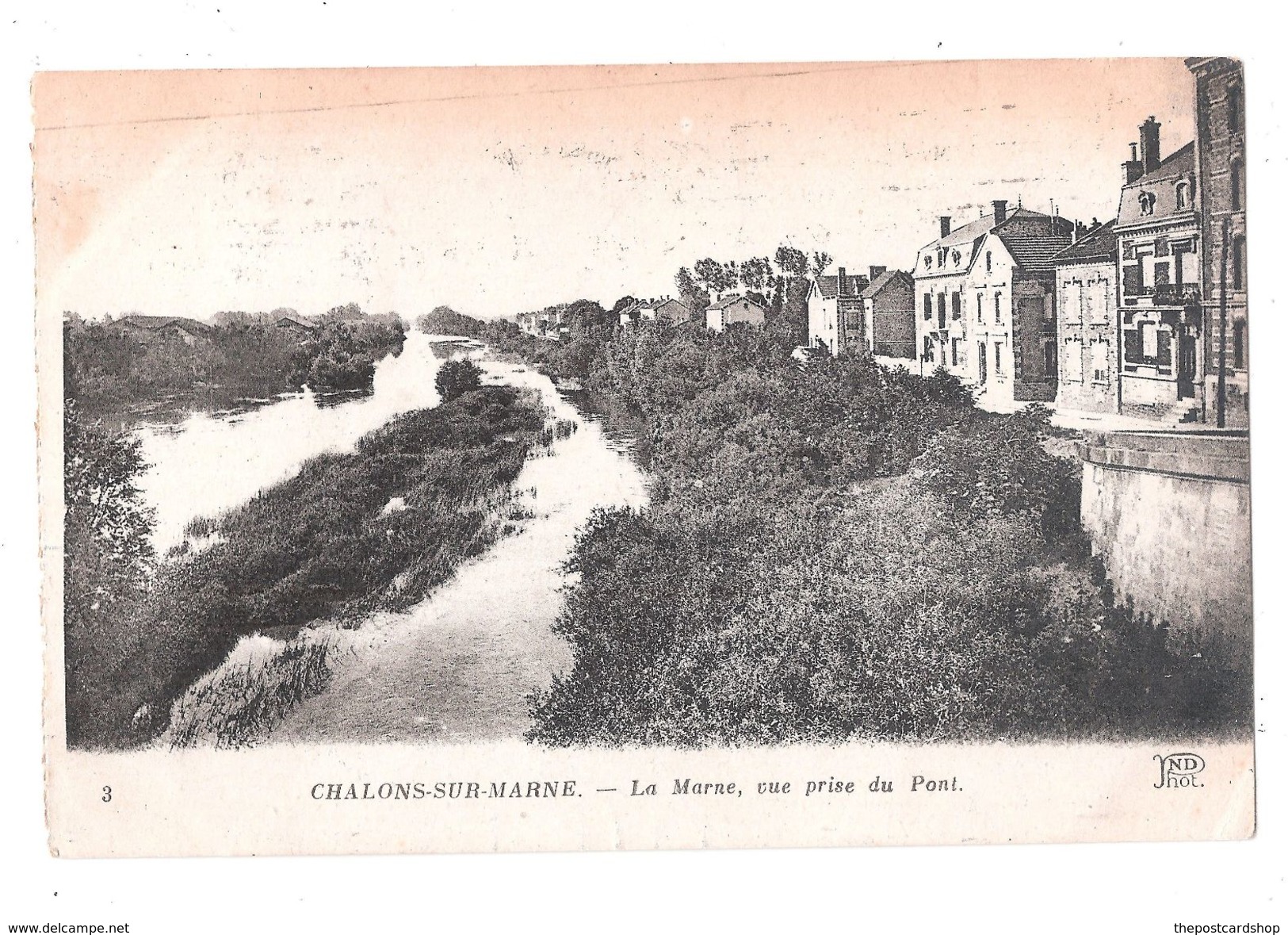 CPA 51 Chalons Sur Marne La Marne Vue Prise Du Pont Used Avec Deux Timbres - Châlons-sur-Marne