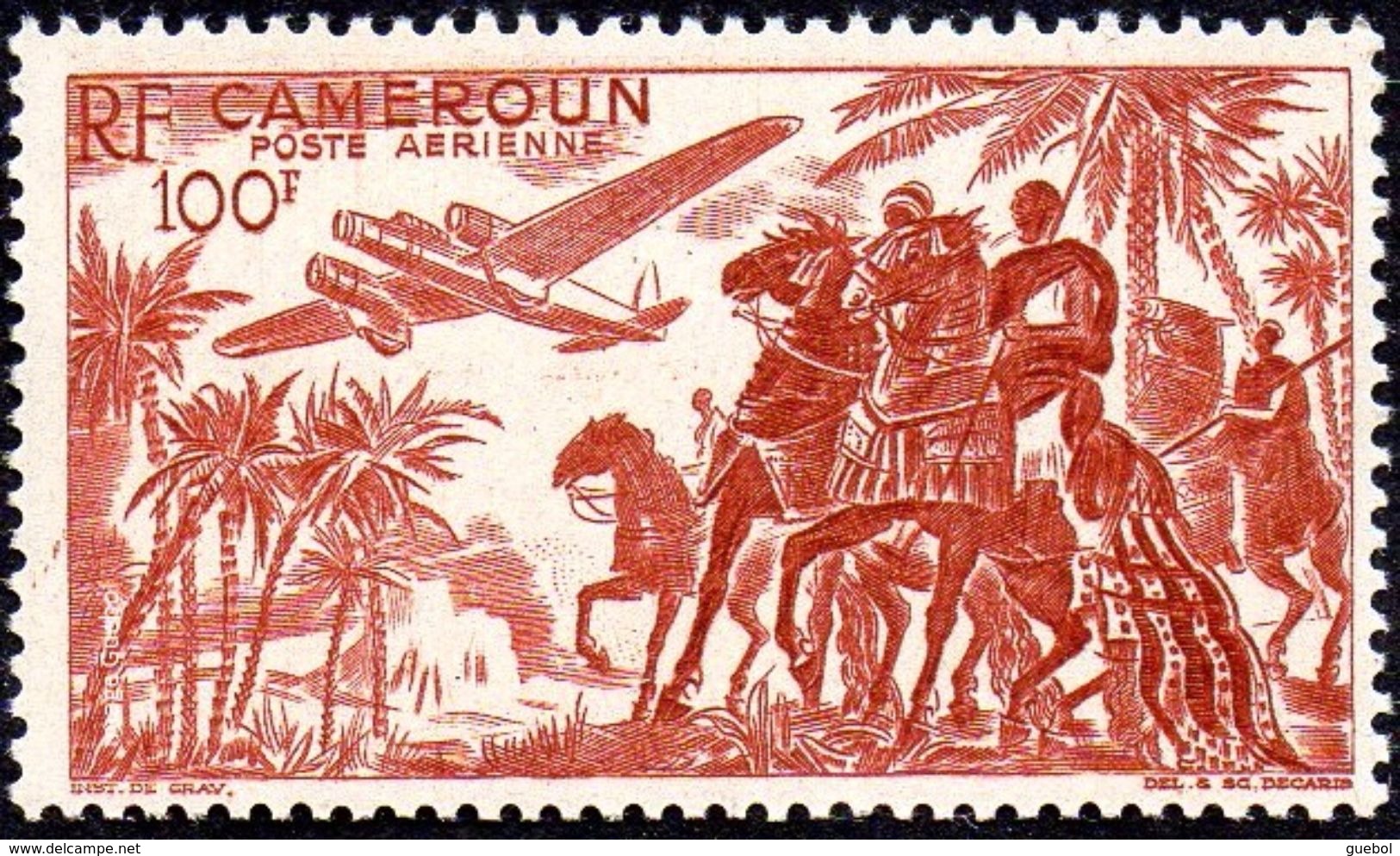 Cameroun N° PA  39 ** Avion - Cavaliers,chevaux, Indigènes - Airmail