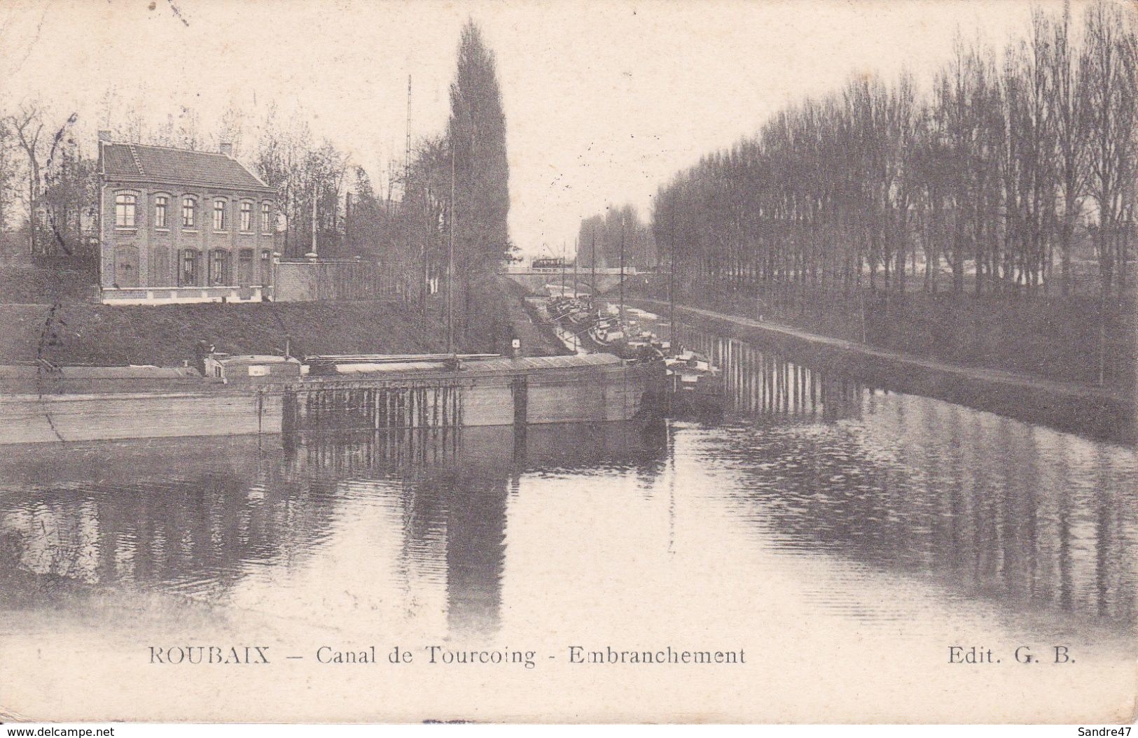 CPA (59)  ROUBAIX.  Canal De Tourcoing, Embranchement, Péniches. ..G135 - Roubaix