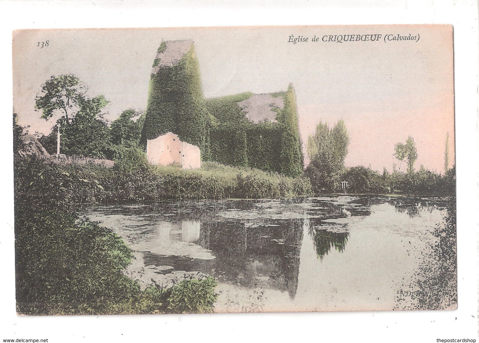 CPA 14 ENVIRONS DE TROUVILLE - L EGLISE DE CRIQUEBOEUF - LA CARTE A VOYAGE - VOIR RECTO VERSO - Trouville