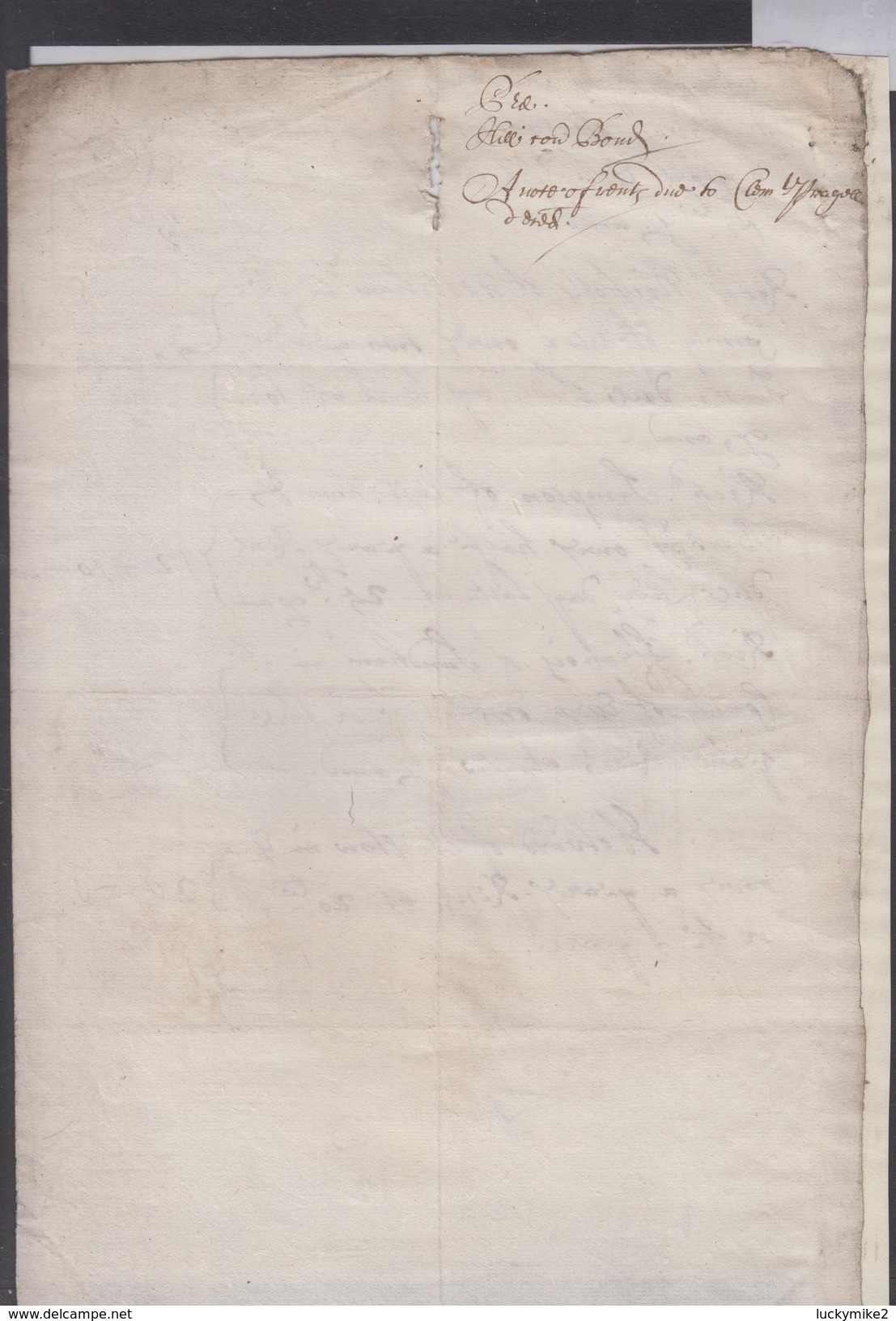 1681(?) Rents Due From Nicholls Of Westham; Sympson Of Eastham; Frfanoy Of Sandham; & Holbird Of Plaistow.  Ref 0375 - Documentos Históricos