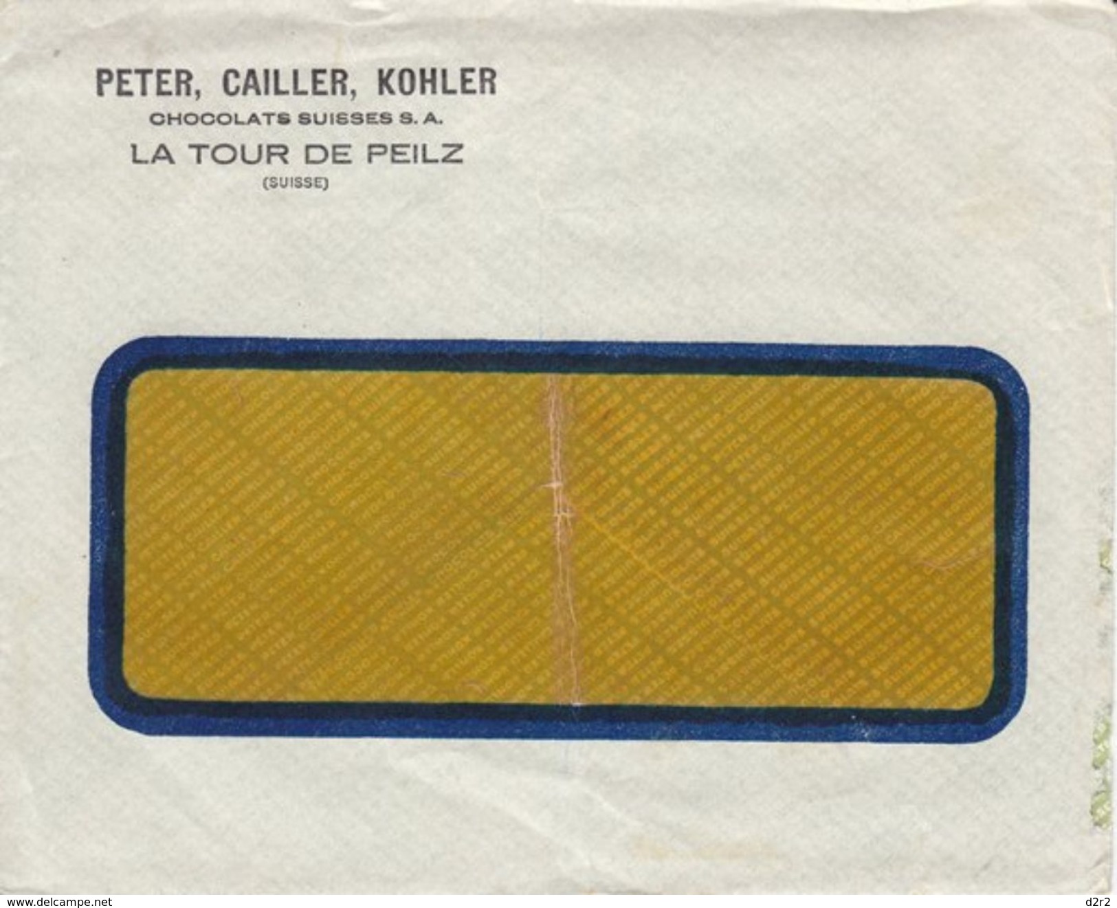 ENVELOPPE DE LA MAISON PETER,CAILLER,KOHLER AVEC AU DOS PUBLICITE DE LA FÊTE DES VIGNERONS 1927 - V/IMAGE - Suisse