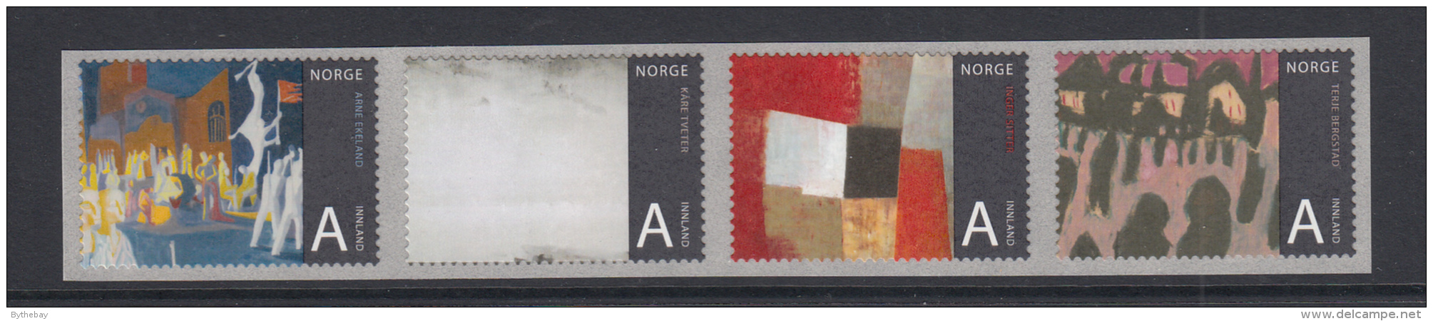 Norway 2008 Scott #1562a Strip Of 4 A Innland Paintings - Unused Stamps