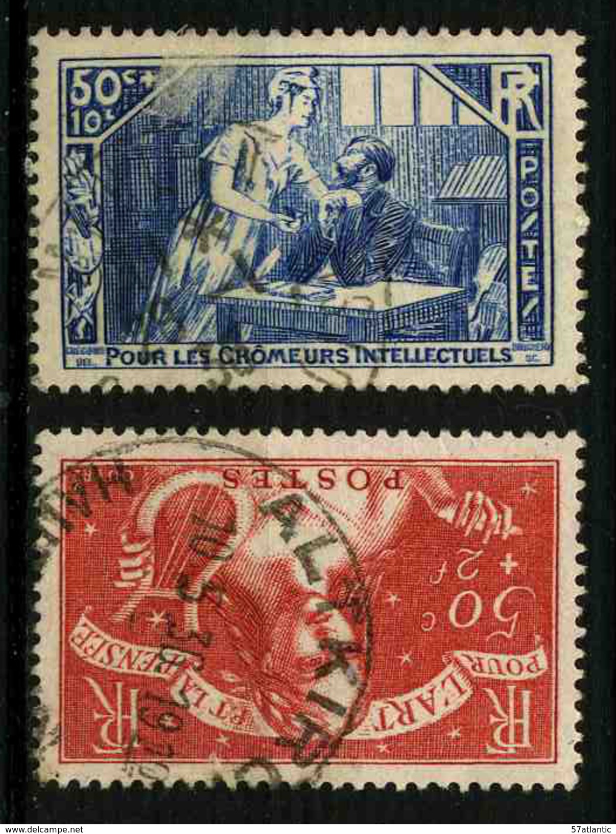 FRANCE - YT 307 Et 308 - CHOMEURS INTELLECTUELS - 2 TIMBRES OBLITERES - Used Stamps
