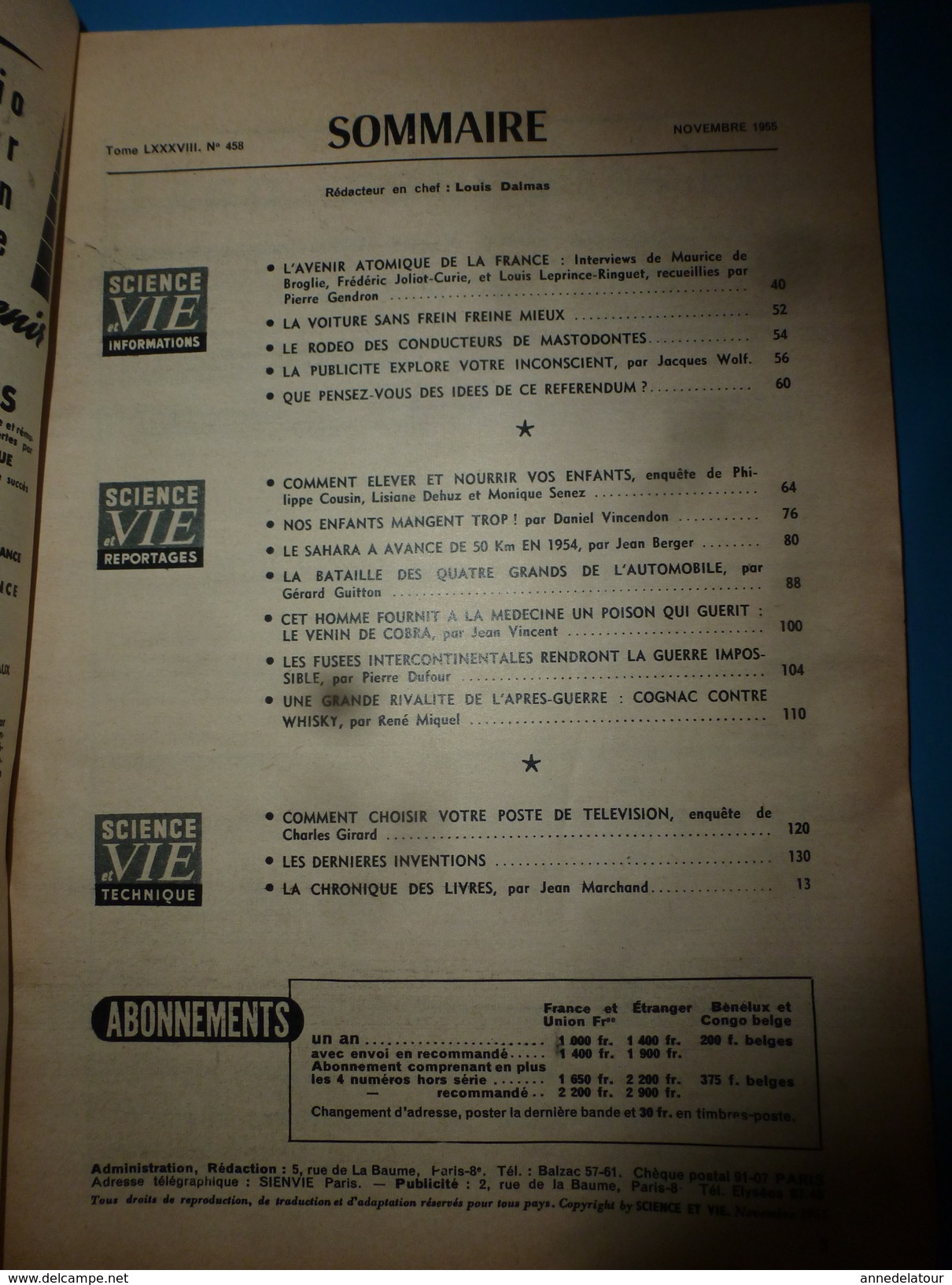 1955 SCIENCE Et VIE  -->Comment Nourrir Et élever Vos Enfants; Etc - Science