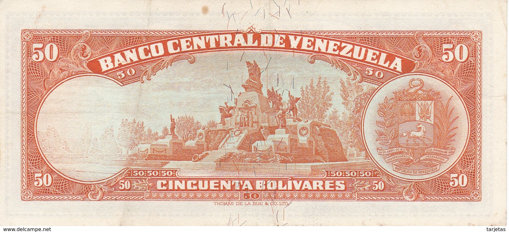 BILLETE DE VENEZUELA DE 50 BOLIVARES DEL AÑO 1969 (BANKNOTE) MUY RARO - Venezuela