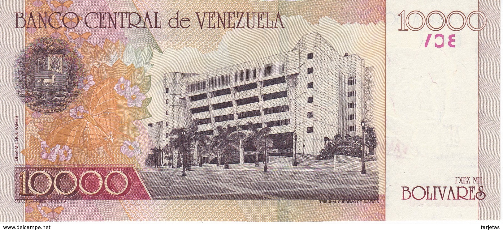 ESPECIMEN -BILLETE DE VENEZUELA DE 10000 BOLIVARES DEL AÑO 2001 SIN CIRCULAR-UNCIRCULATED (SPECIMEN) (BANKNOTE) MUY RARO - Venezuela