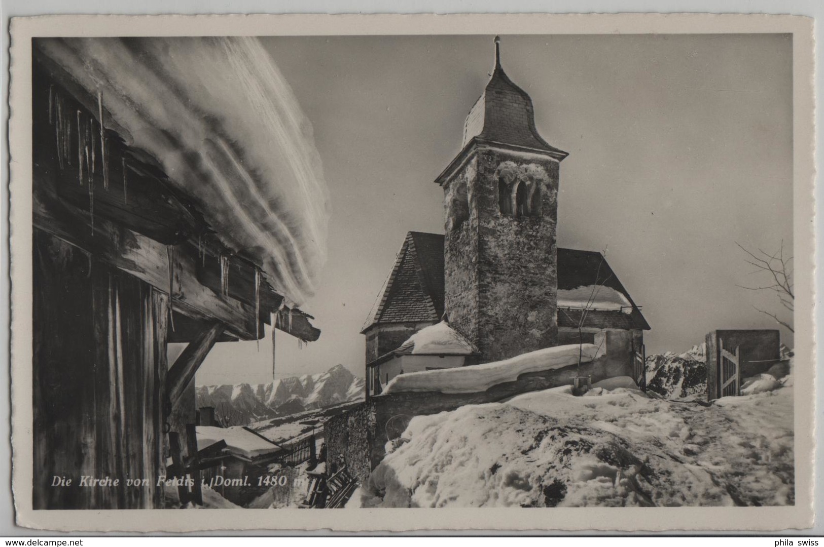 Die Kirche Von Feldis Im Domleschg Im Winter En Hiver - Photo: J. Gaberell No. 18903 - Domleschg