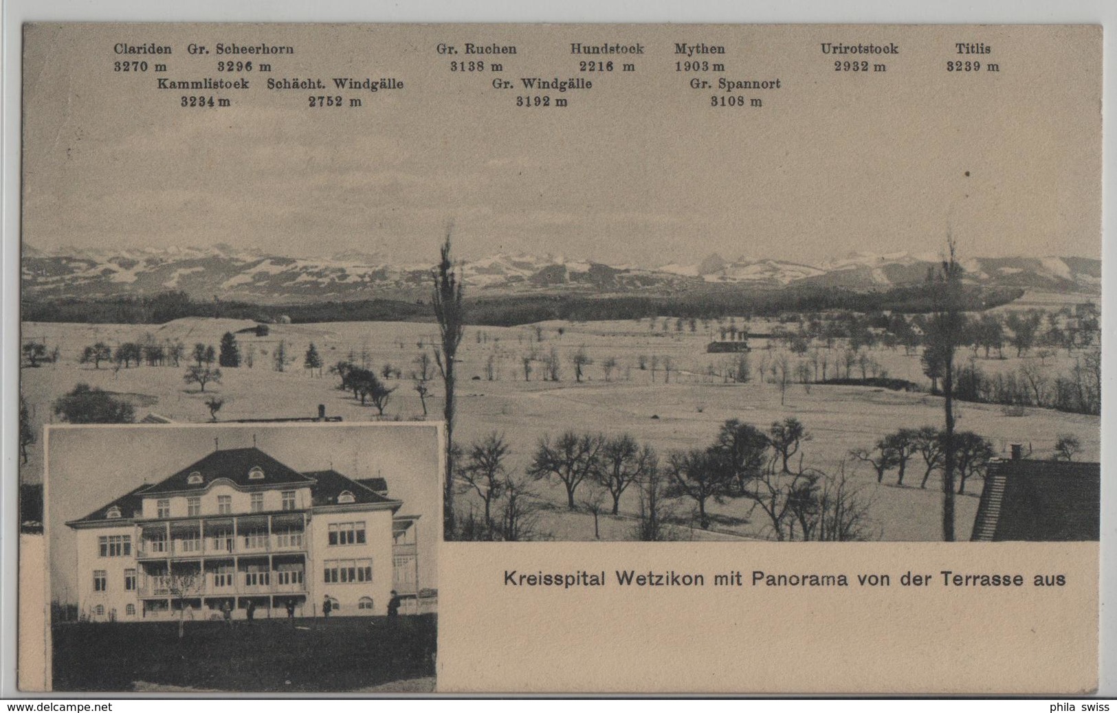 Kreisspital Wetzikon Mit Panorama Von Der Terrasse Aus - Wetzikon