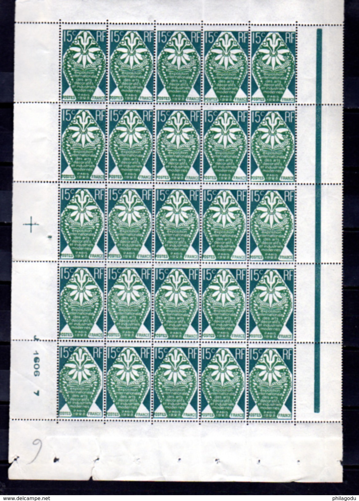 1924-25  Exposition Des Arts Décoratifs, 25 X  210 / 215**, Cote 1500 &euro;, - Feuilles Complètes