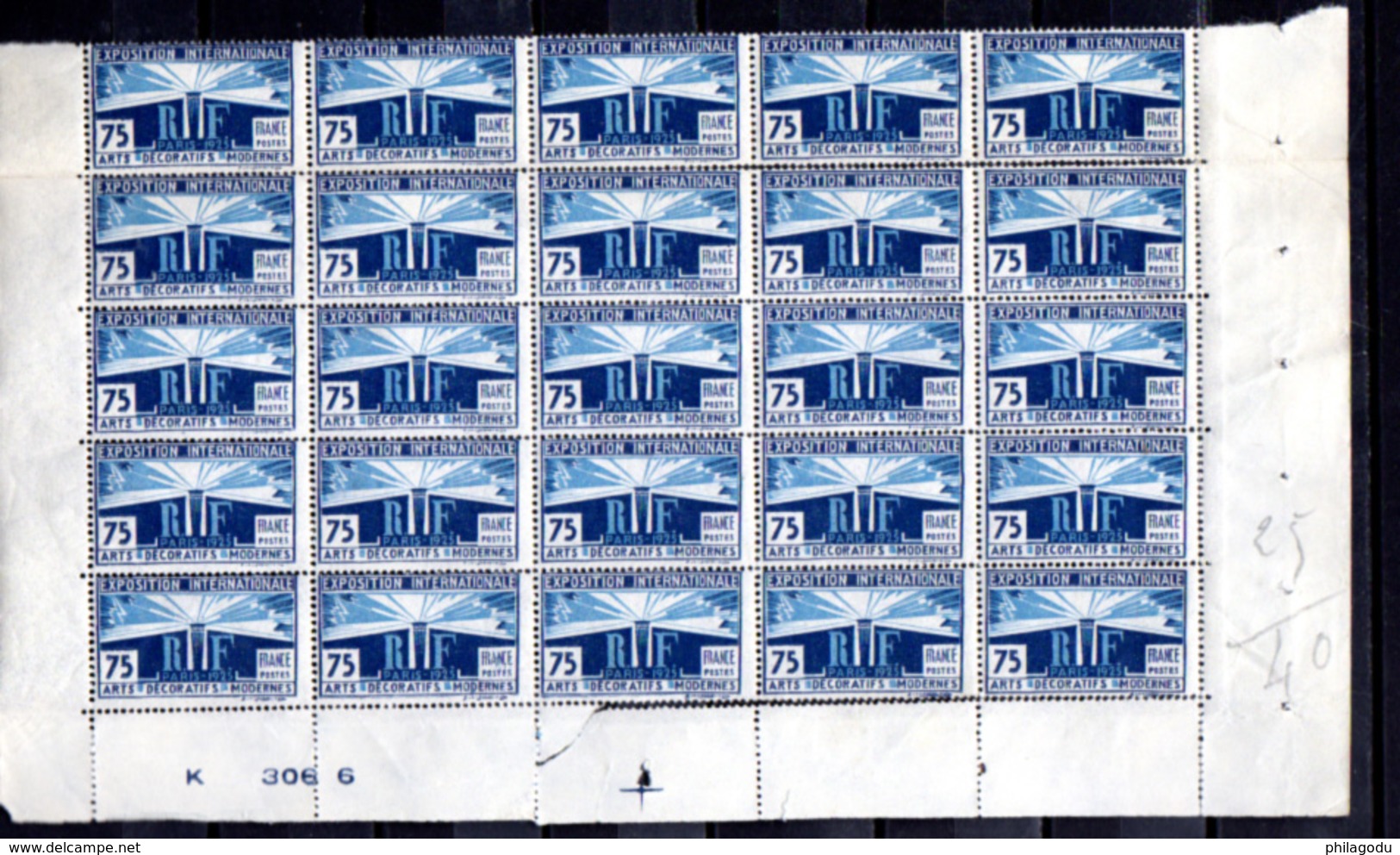 1924-25  Exposition Des Arts Décoratifs, 25 X  210 / 215**, Cote 1500 &euro;, - Feuilles Complètes