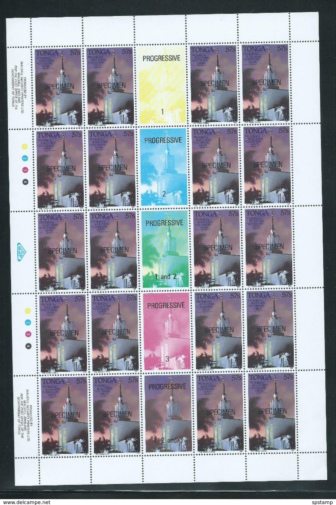 Tonga 1991 Church Latter Day Saints 20 Sets As Full Sheets With Margins And Labels MNH Specimen O/P - Tonga (1970-...)