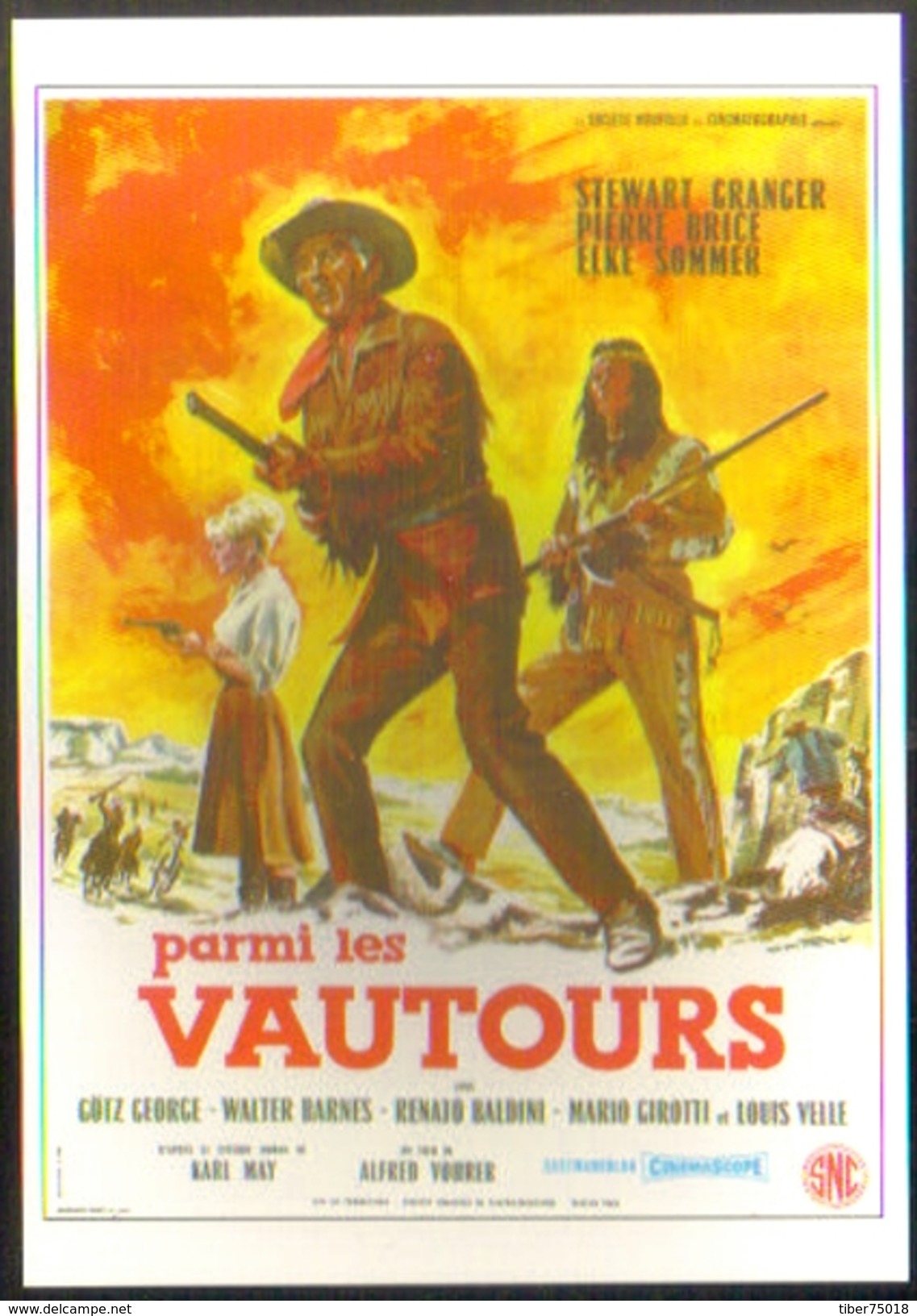 Carte Postale - Illustration : Charles Rau (cinéma Affiche Film Western) Parmi Les Vautours (Stewart Granger) - Affiches Sur Carte