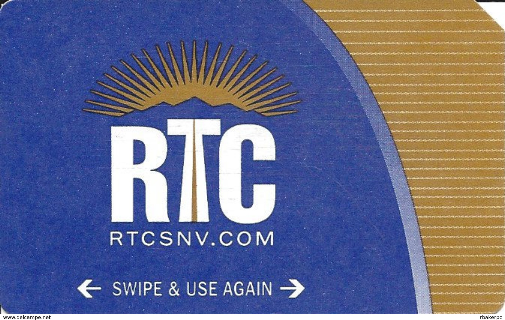 Paper RTC Ticket Southern Nevada Transit Ticket - Gold On Right - Text Under Mag Stripe - Andere & Zonder Classificatie