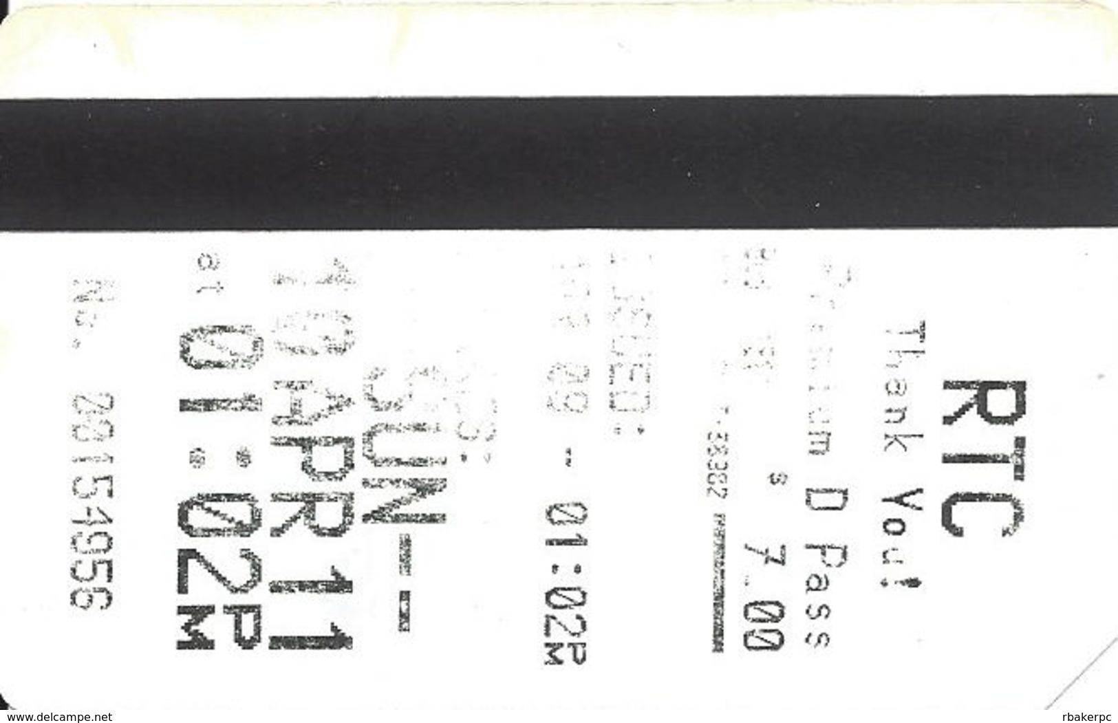 Paper RTC Ticket Southern Nevada Transit Ticket - Gold On Left - No Text Over Mag Stripe - Other & Unclassified