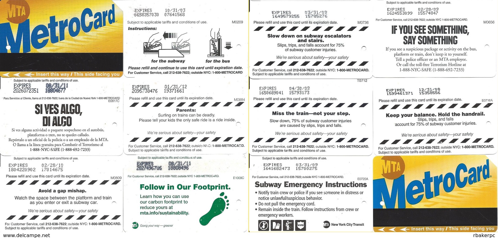 16 Paper MTA MetroCard Tickets With 10 Different Printings On Back - Altri & Non Classificati