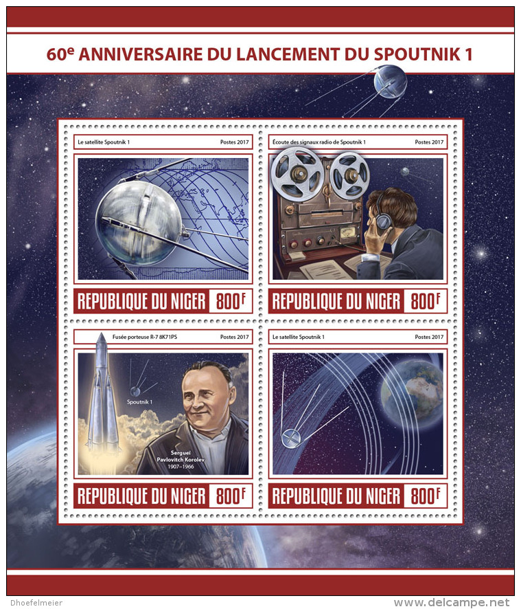 NIGER 2017 ** Sputnik I Spoitnik I Space Raumfahrt Espace M/S - OFFICIAL ISSUE - DH1729 - Africa