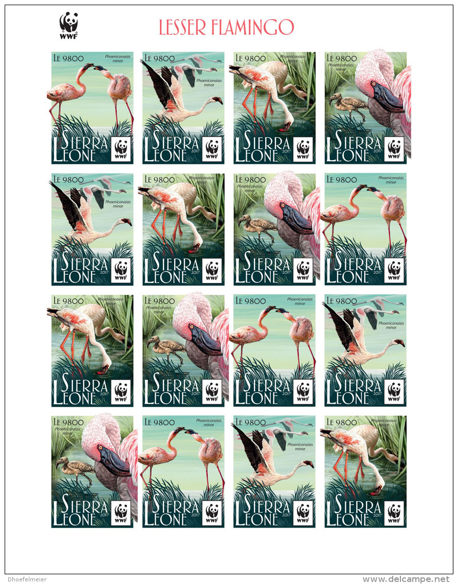 SIERRA LEONE 2017 ** WWF Lesser Flamingo Kleiner Flamingo Moins Flamant M/S III - IMPERFORATED - DH1729 - Unused Stamps