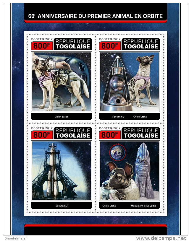 TOGO 2017 ** Laika Dog In Space Chien In Orbit Hund Im Weltraum M/S - OFFICIAL ISSUE - DH1729 - Africa