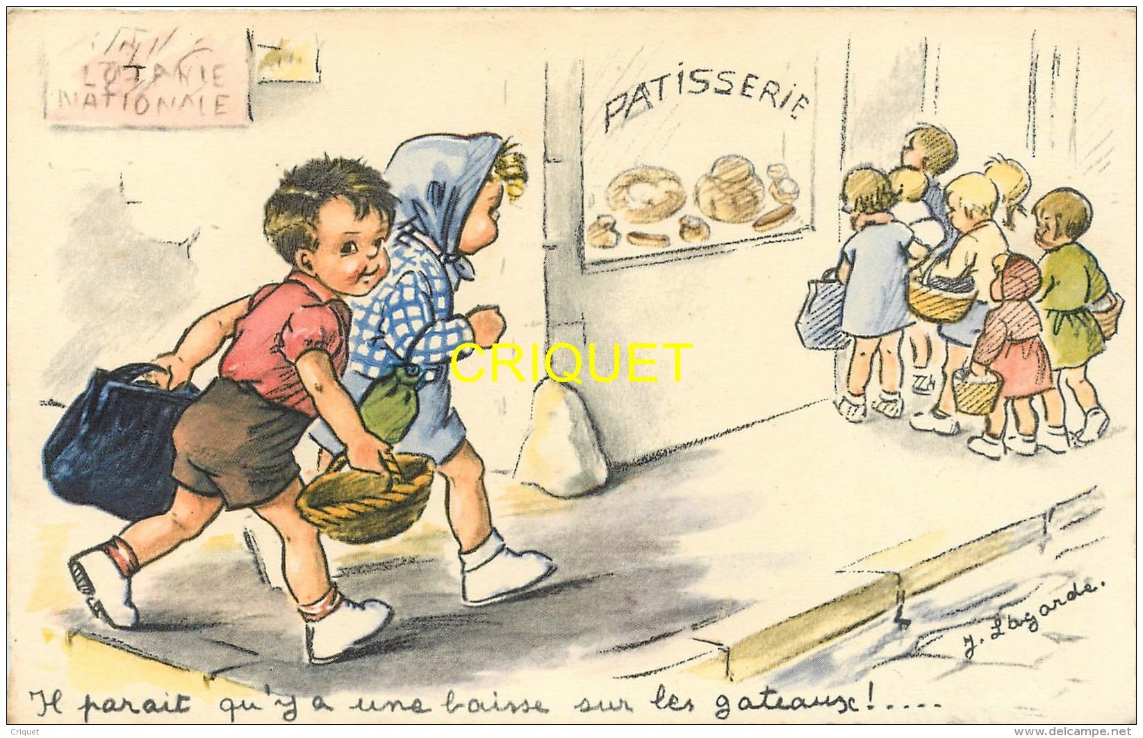 Illustrateur Lagarde, Style Bouret, Il Parait Qu'il Y A Une Baisse Sur Les Gateaux, Enfants Et Patisserie - Autres & Non Classés