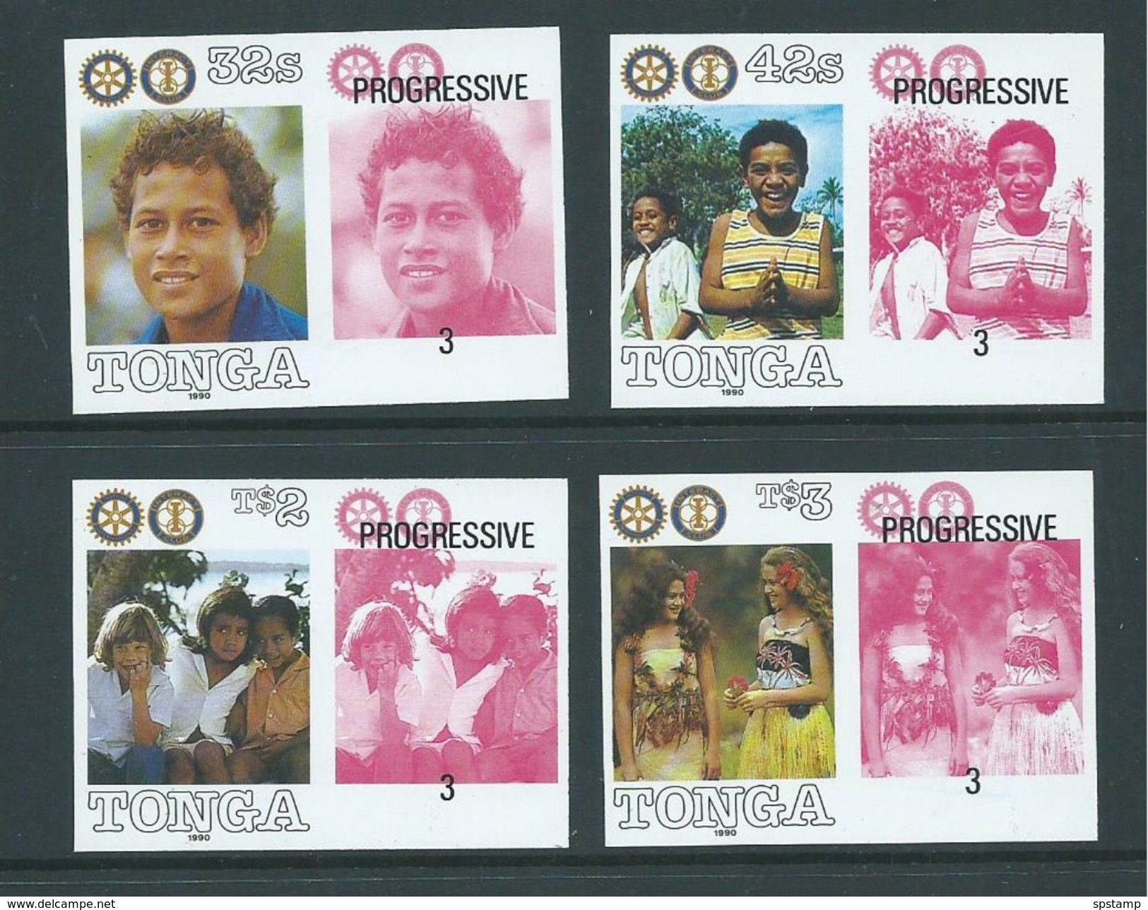 Tonga 1990 Rotary Set Of 4 Imperforate Plate Proofs MNH - Tonga (1970-...)