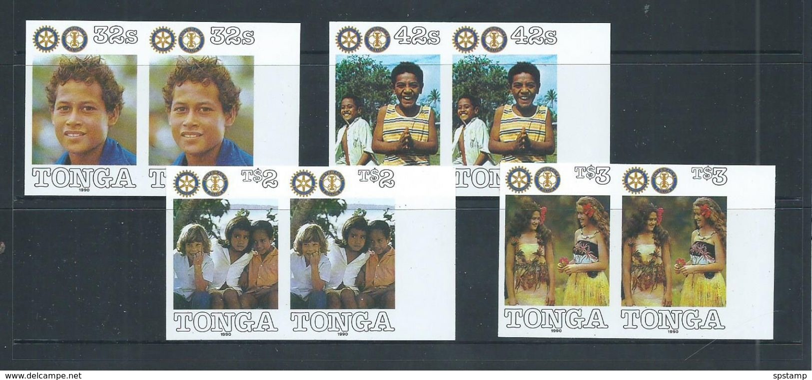 Tonga 1990 Rotary Set Of 4 Imperforate Plate Proof Pairs MNH - Tonga (1970-...)