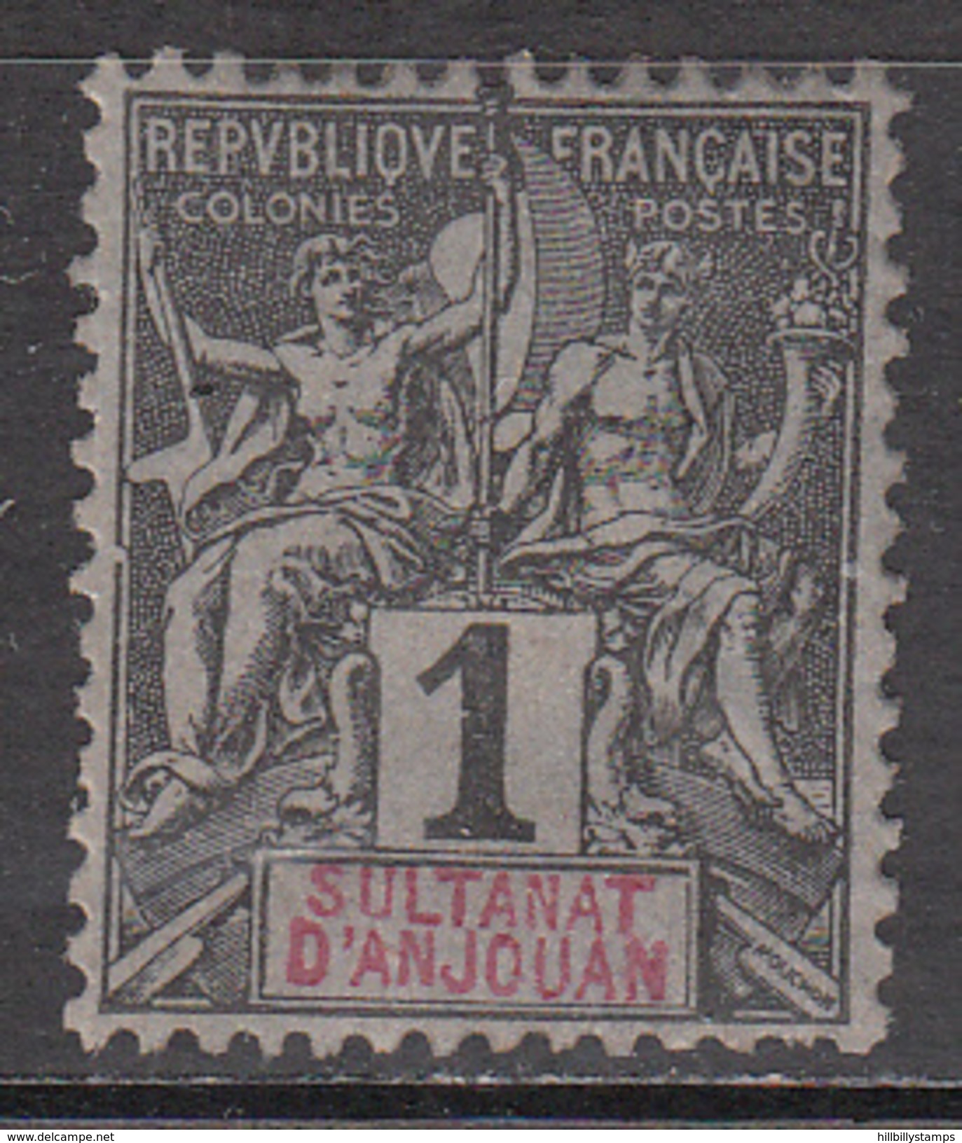 ANJOUAN    SCOTT NO. 1    USED      YEAR  1892 - Usati