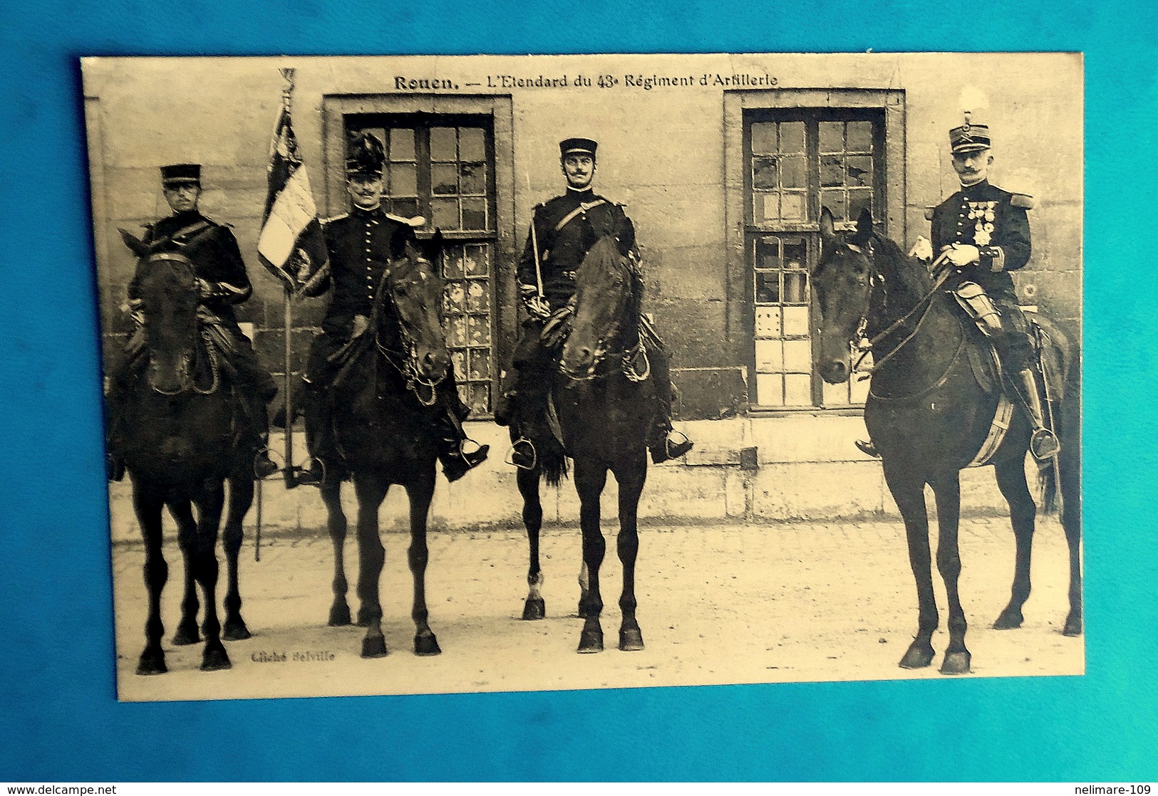 Cpa MILITARIA - MILITAIRES à CHEVAL - ROUEN - L' étendard Du 43e REGIMENT ARTILLERIE - Rouen