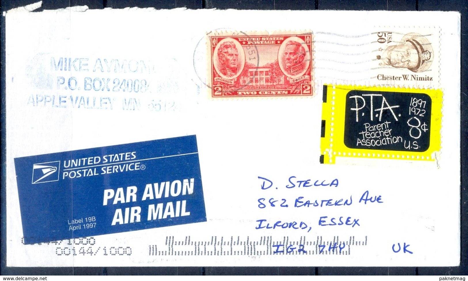G312- USA United States Postal History Cover. Post To U.K. England. - Other & Unclassified