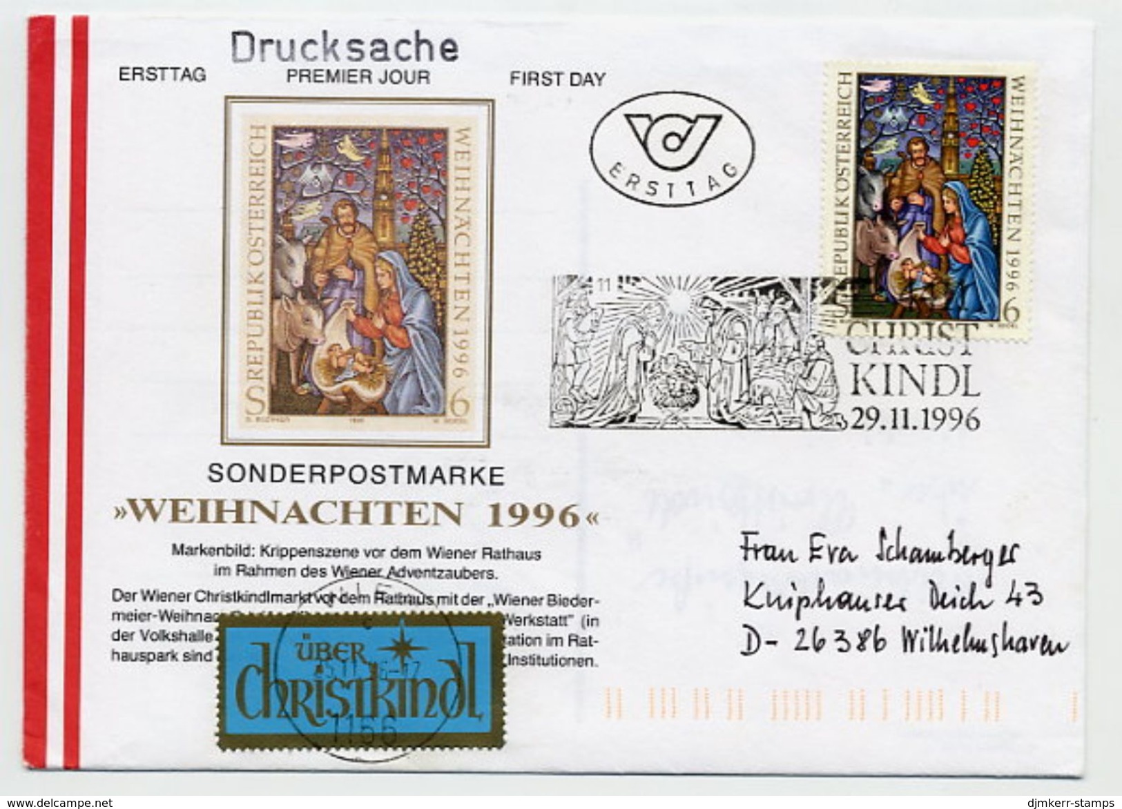 AUSTRIA 1994-96 Christmas FDC's With Christkindl Postmarks And Label ANK LZ.4 - FDC