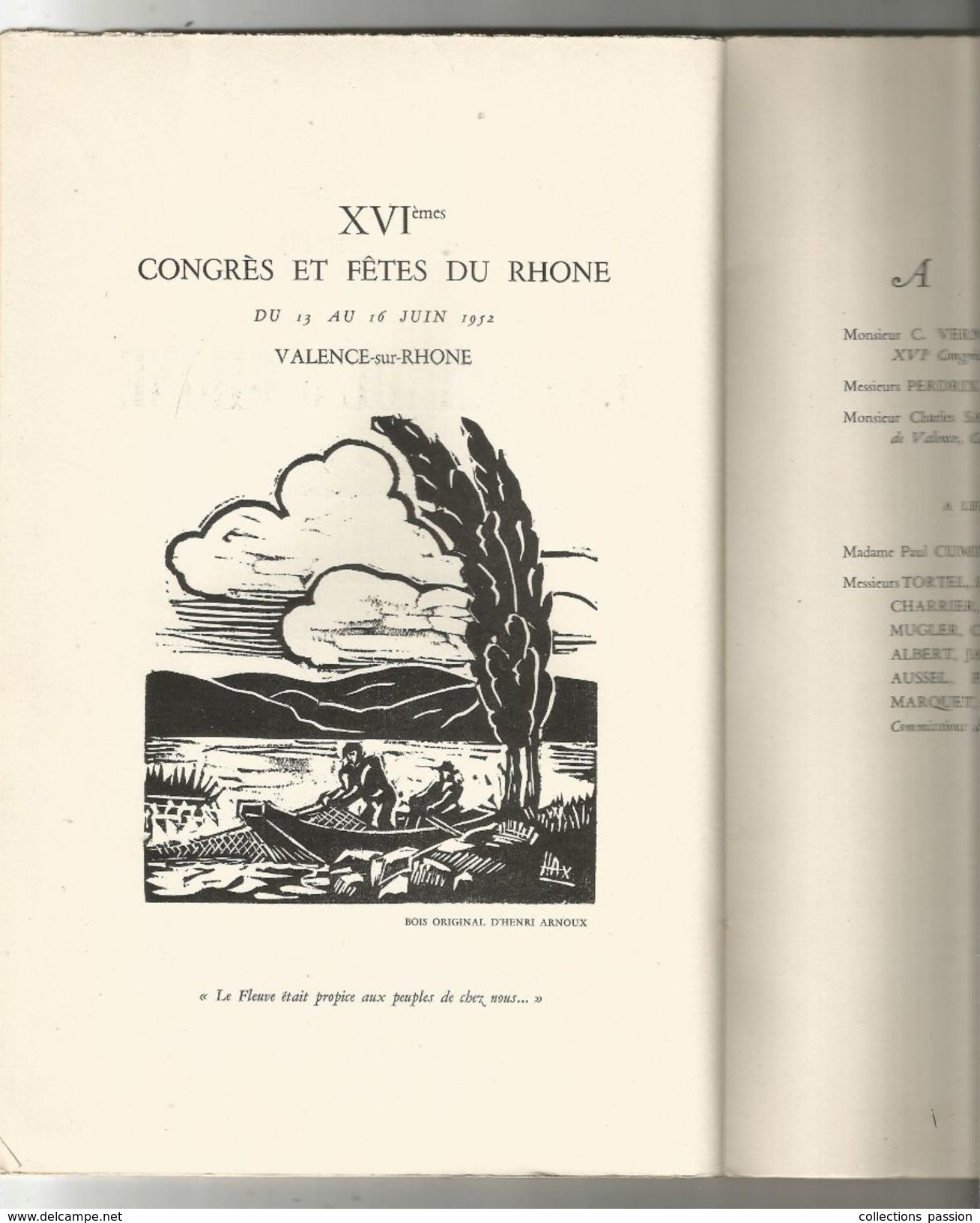 Régionalisme , L'OFFRANDE AU RHÔNE , Hommage à VALENCE Aux Mémoires Romaines, 1951, Frais Fr : 3.45 Euros - Rhône-Alpes