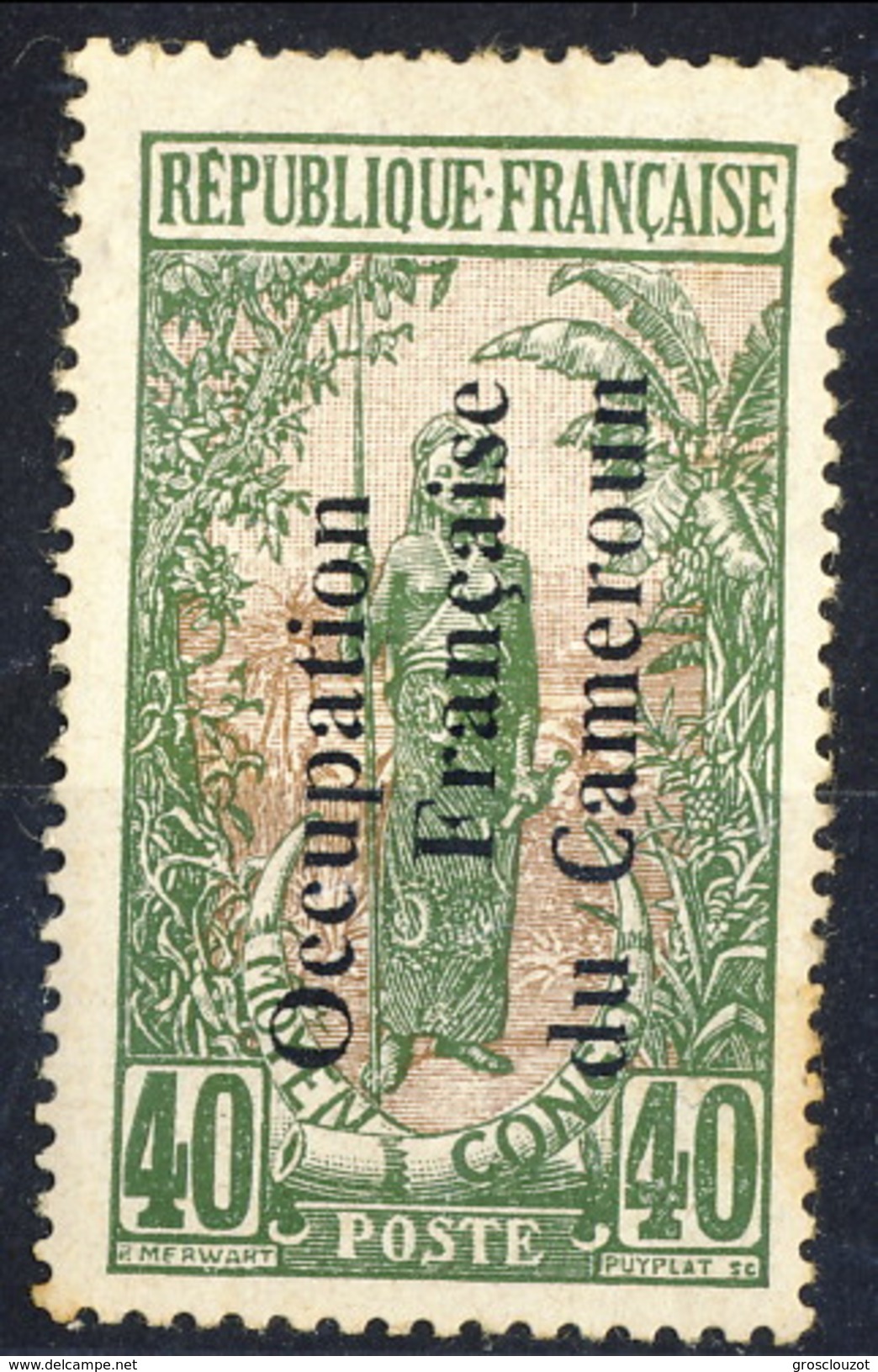 Cameroun 1916 N. 61 C. 40 Bruno E Verde Oliva MH Cat. &euro; 95 - Nuovi