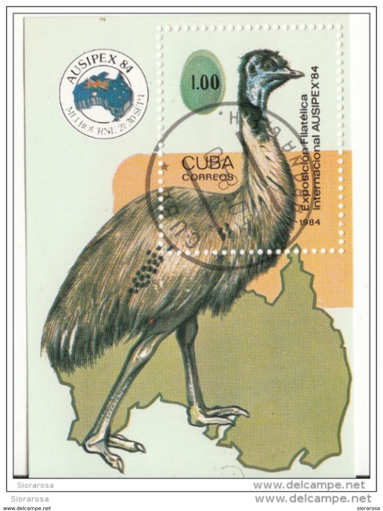 2734 Cuba 1984 Expo Ausipex Melbourne ´84 EMU Sheet Perf. - Autruches