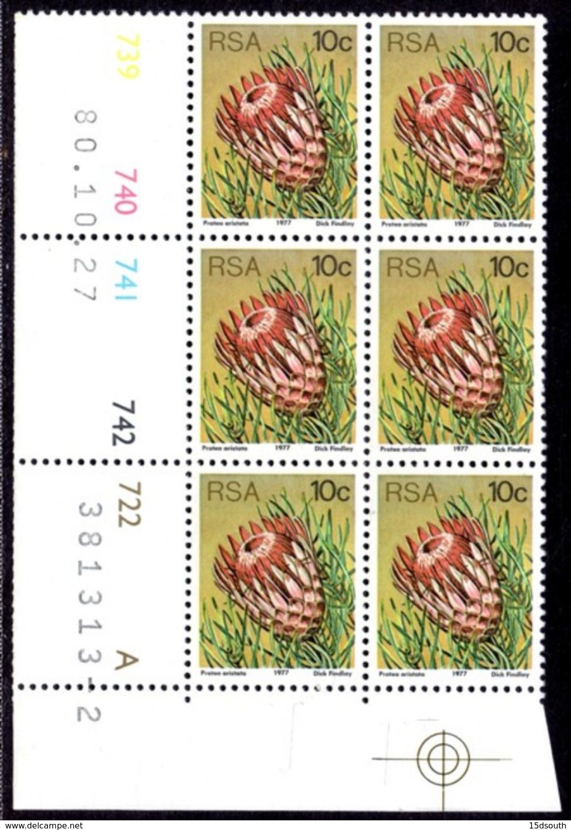 South Africa - 1980 Proteas 10c Perf 12½ Control Block Pane A (**) (1980.10.27) - Blocs-feuillets