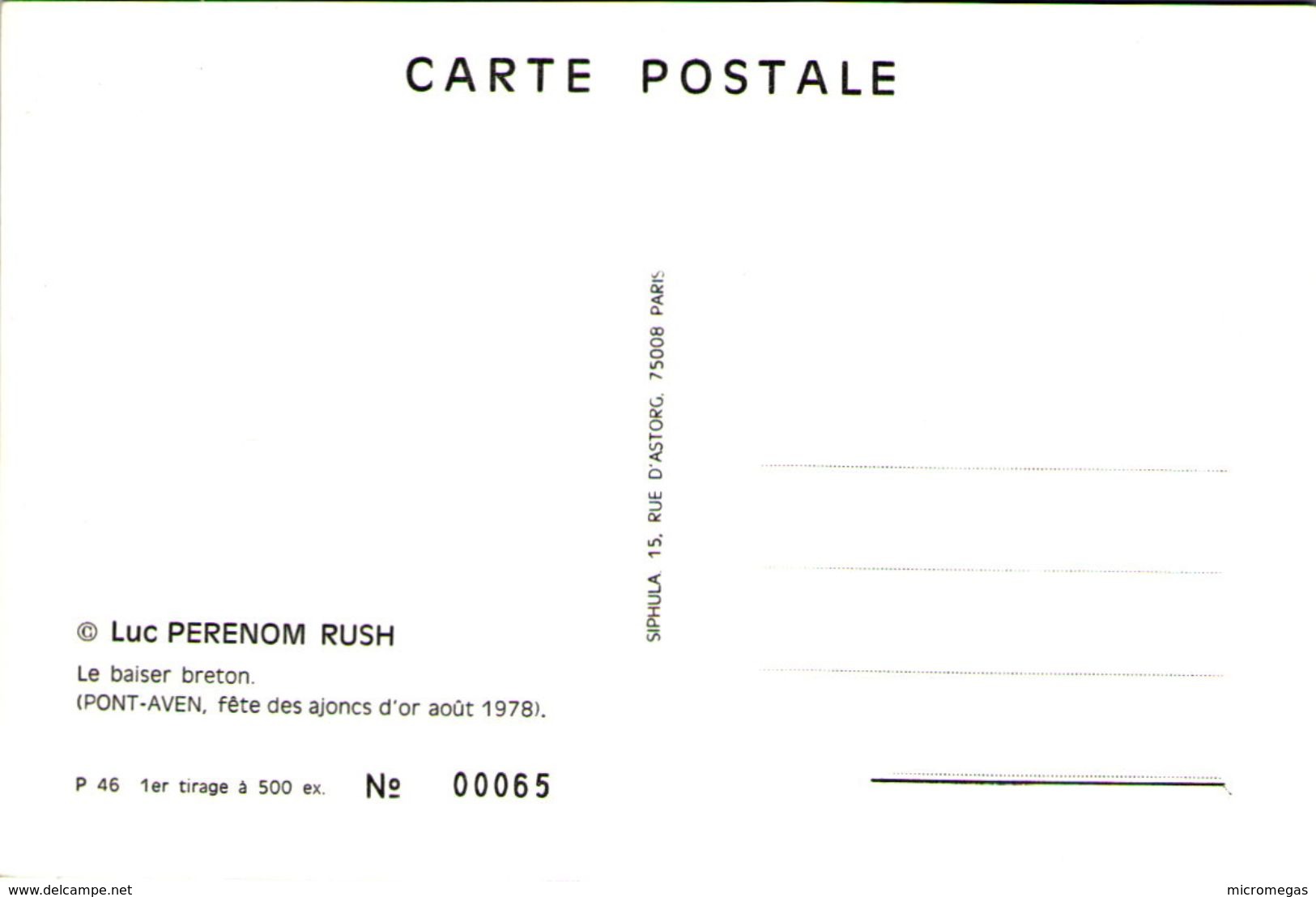 Luc PERENOM - Rush - Le Baiser Breton - PONT-AVEN - Fête Des Ajoncs D´Or Août 1978 - Autres & Non Classés