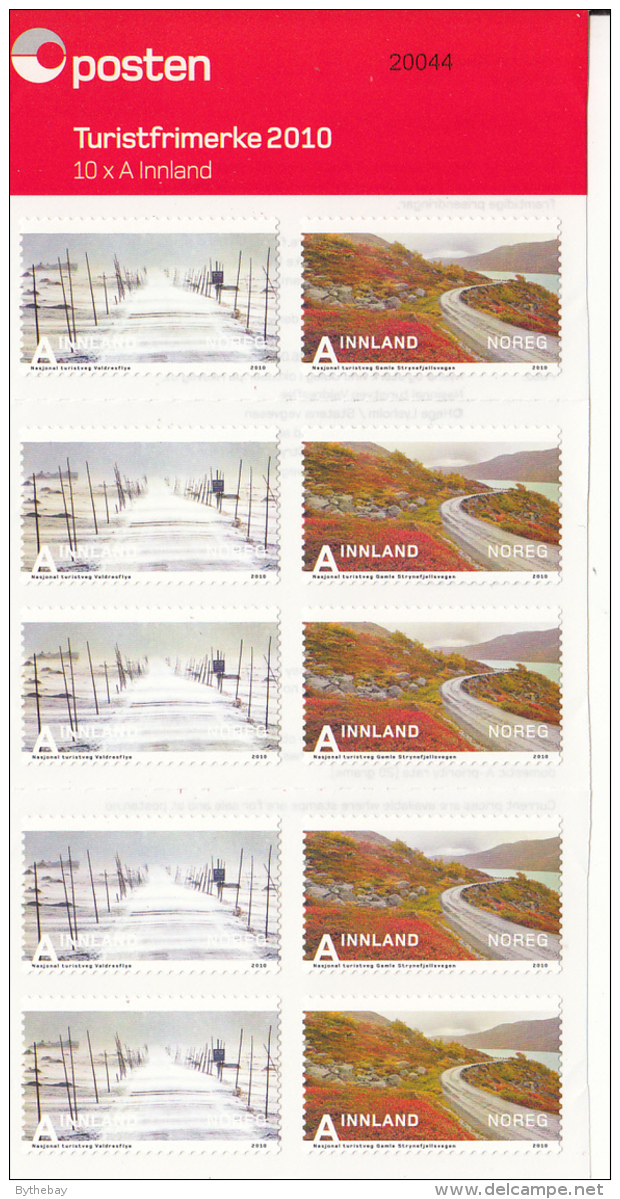 Norway 2010 Booklet 5 Each Of 2 A Innland: Valdresflye, Strynefjellsvegen - Tourism - Unused Stamps