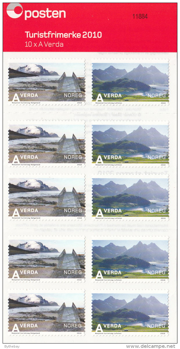 Norway 2010 Booklet 5 Each Of 2 A Verda: Helgeland, Lofoten - Tourism - Unused Stamps