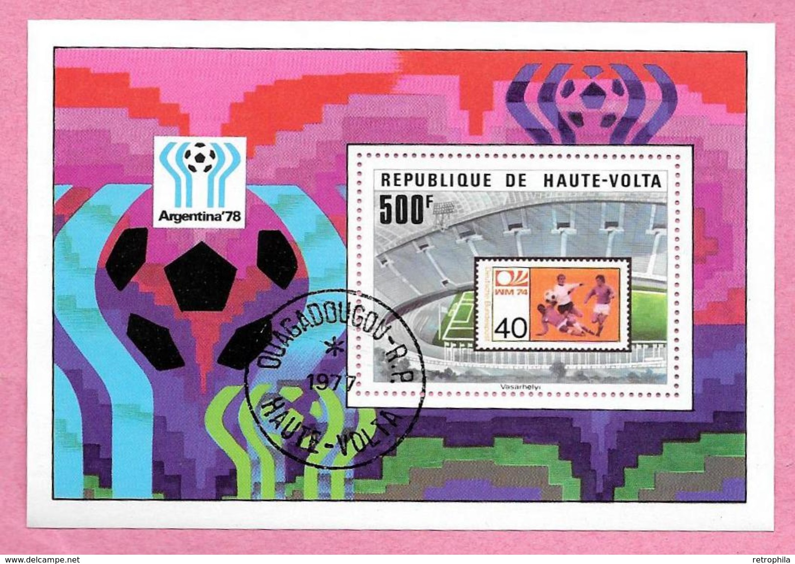 République De HAUTE-VOLTA - BURKINA FASO - 1977 Bloc 9 Coupe Du Monde De Football Argentine 1978 - Oblitéré - Haute-Volta (1958-1984)