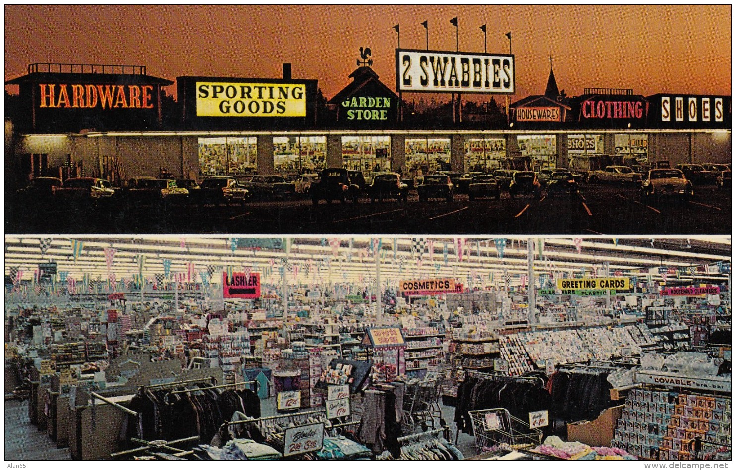 Spokane Washington, 2 Swabbies Variety Store Interior View, C1960s Vintage Postcard - Spokane