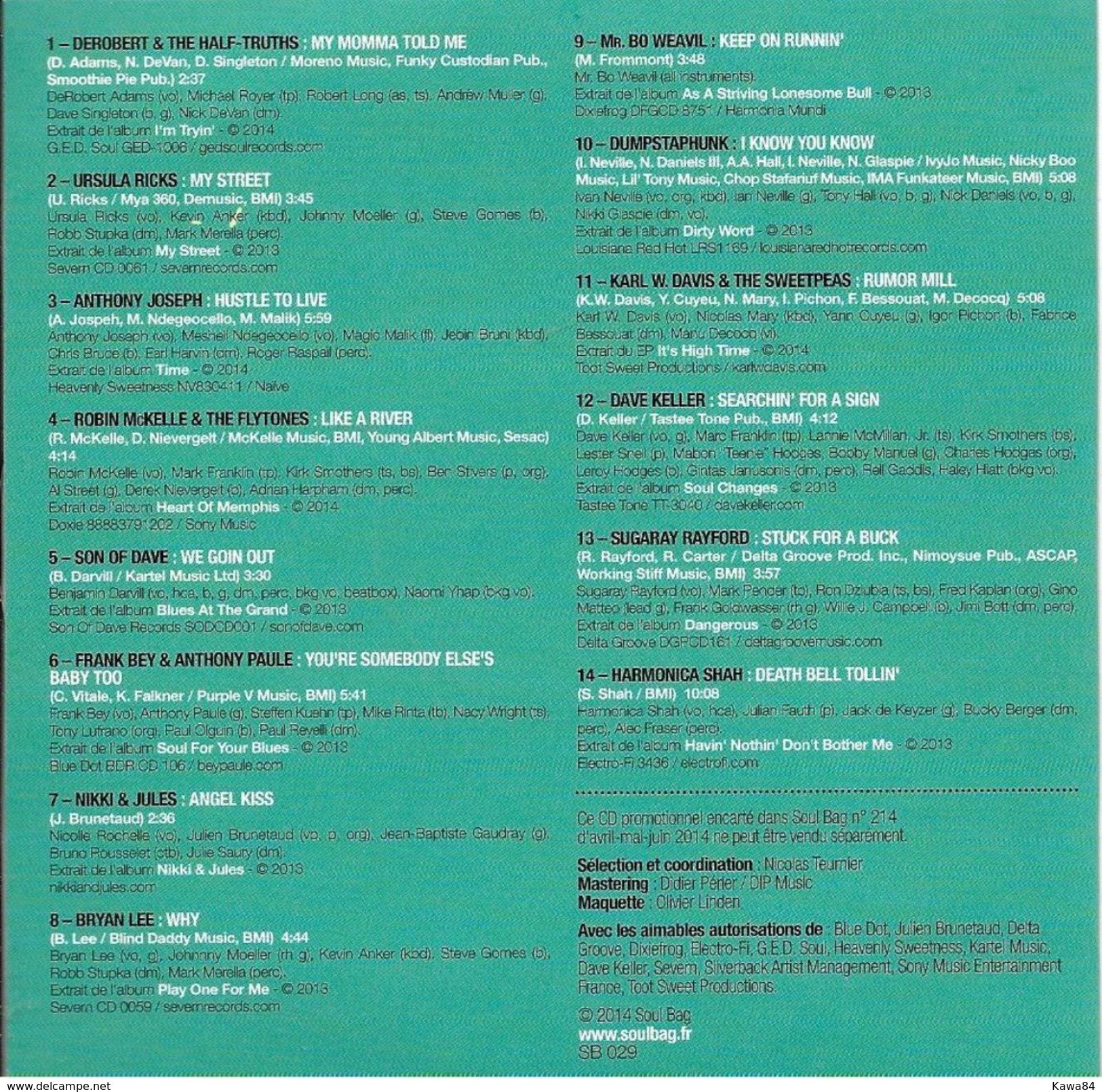 CD  Various Artists  "  Soul Bag  "  Promo - Ediciones De Colección