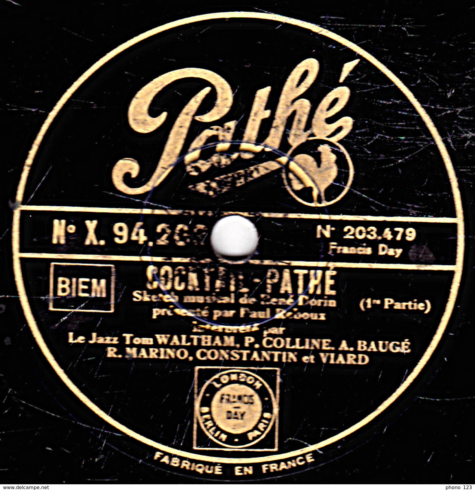 78 T - 30 Cm. - état B -  COKTAIL-PATHE Sketch Musical De René Dorin - 1re Et 2e Parties - 78 T - Disques Pour Gramophone