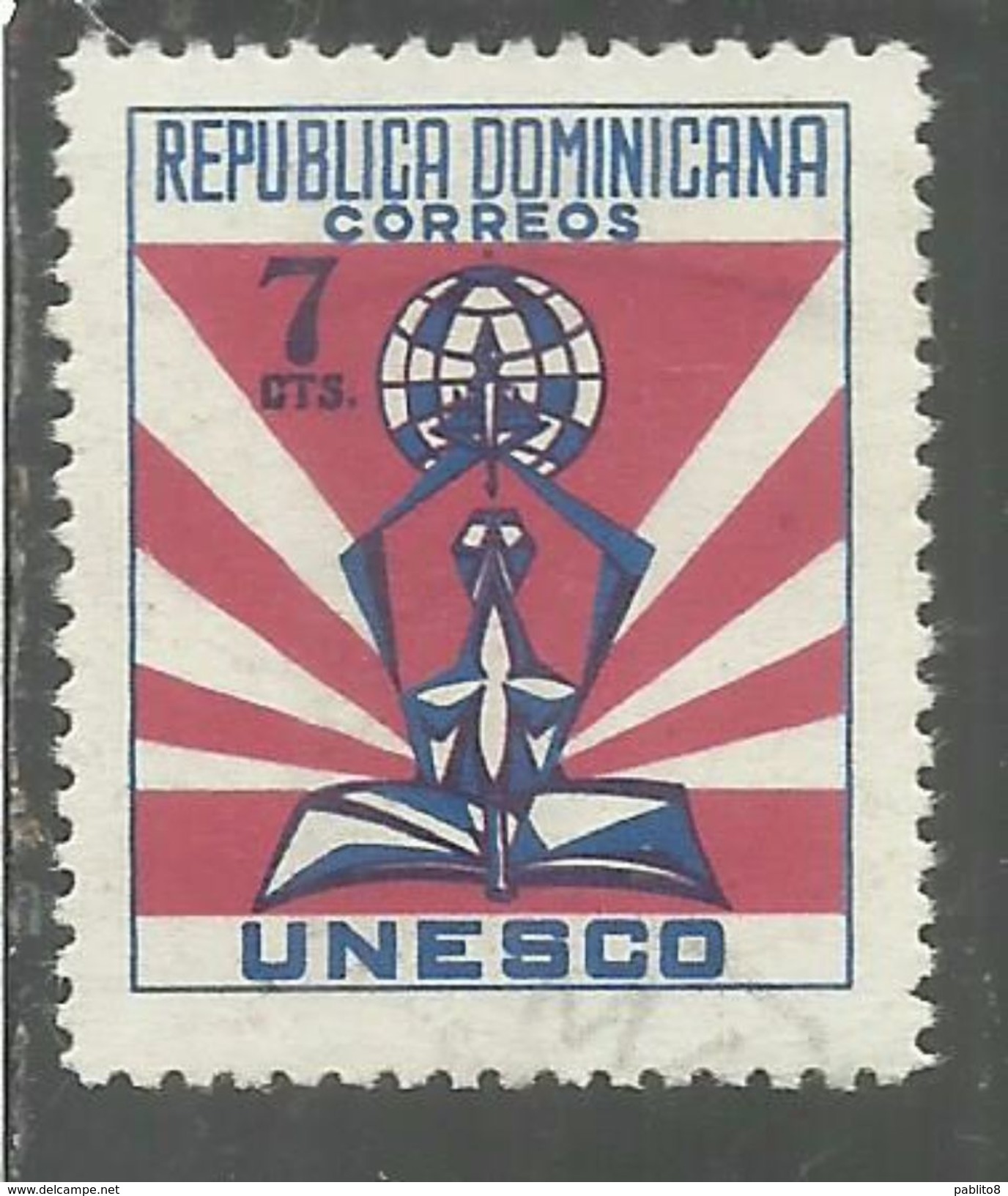 DOMINACAN DOMINACAINE DOMINICANA REPUBBLICA 1958 UNESCO Headquarters In Paris Opening CENT. 7c MNH - Dominicaine (République)