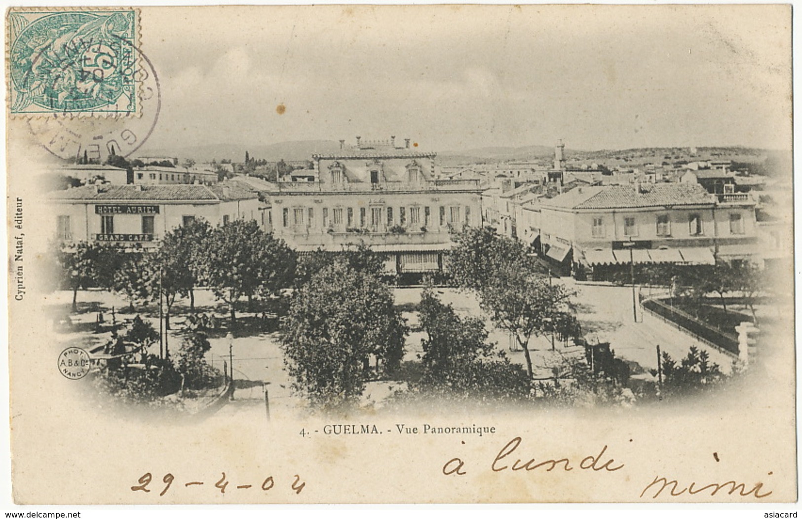 4 Guelma Vue Panoramique Hotel Auriel  Edit Cyprien Nataf 1904 Vers Bone - Guelma