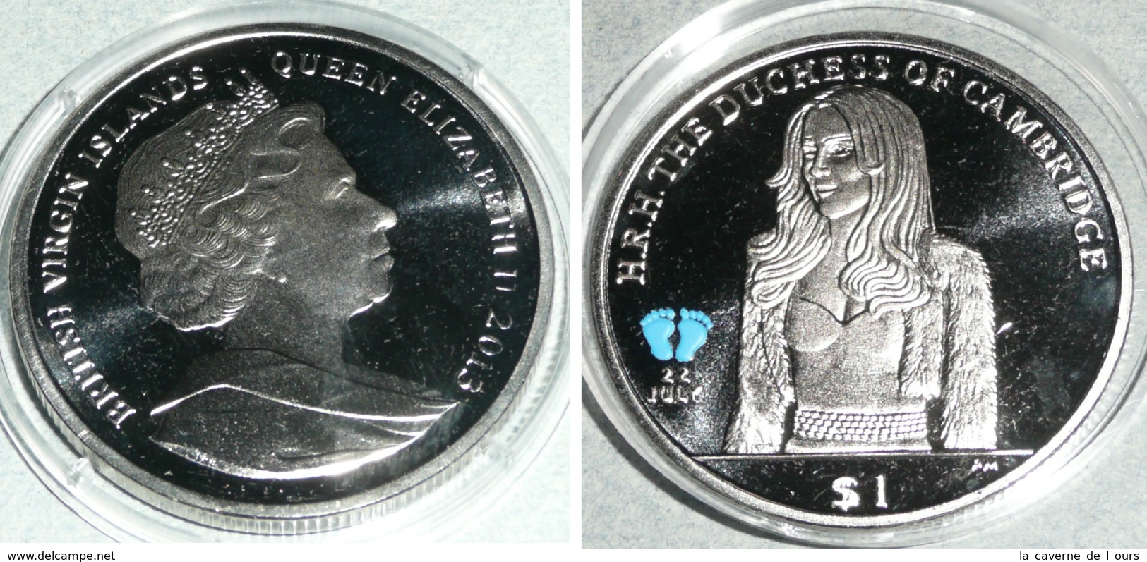 Monnaie/Médaille British Virgin Islands 2013 1 $, Queen Elizabeth II, Duchess Of Cambridge Kate Middleton BB Baby George - British Virgin Islands