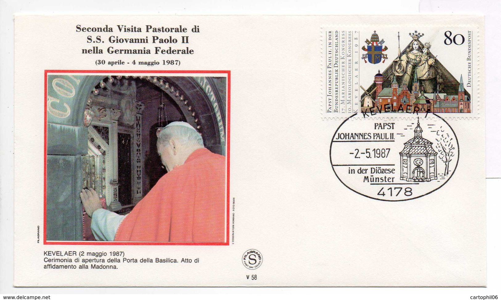 - DEUTSCHE BUNDESPOST - Lettre VISITA PASTORALE DI S.S. GIOVANNI PAOLO II (Jean-Paul 2) KEVELAER 2.5.1987 - - Papi